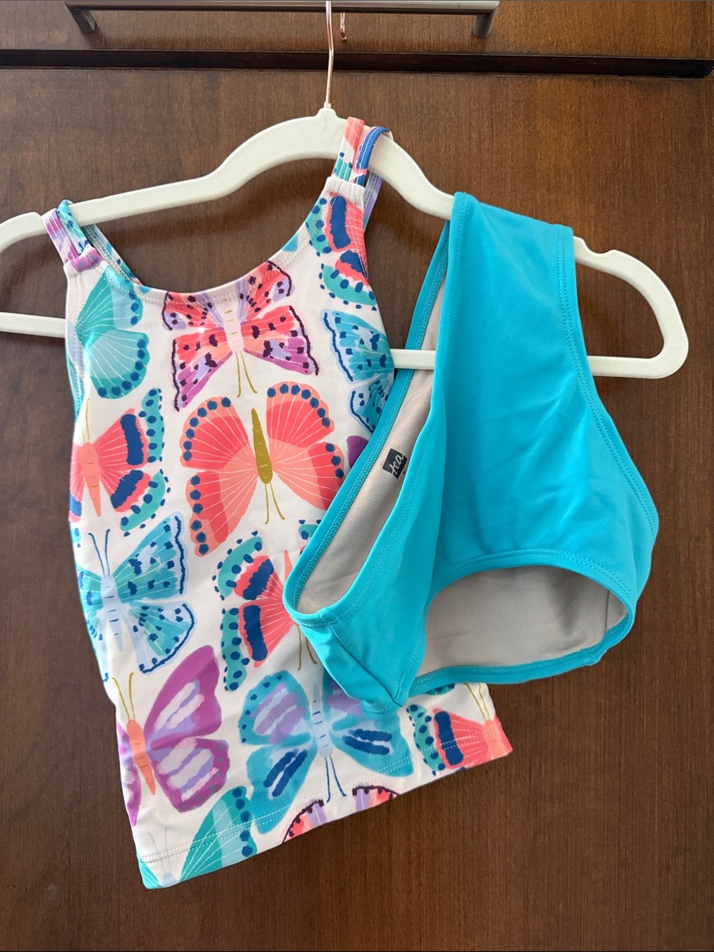 Tea Collection Turquoise & Multicolor Butterfly Tankini Set
